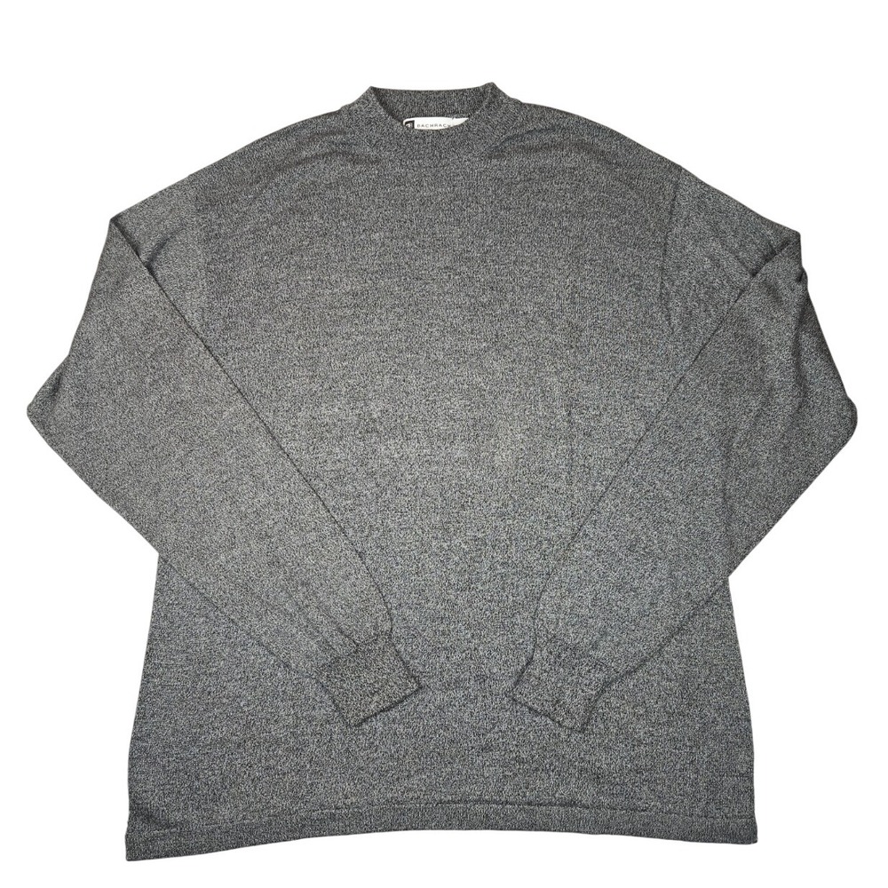 Bachrach 100% Silk Sweater Men's XL Gray Classic‎ Preppy Mock Neck Sweater
